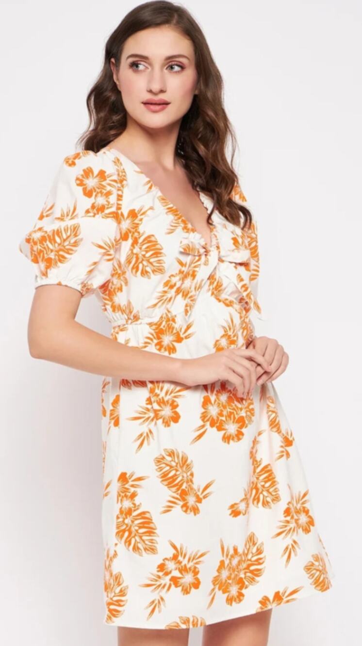 Sim & Sam Orange Ivy Poplin Mini Dress